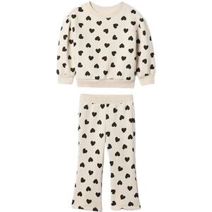 GAP Kids Sweat Set - Cream with Black Hearts Size 3T